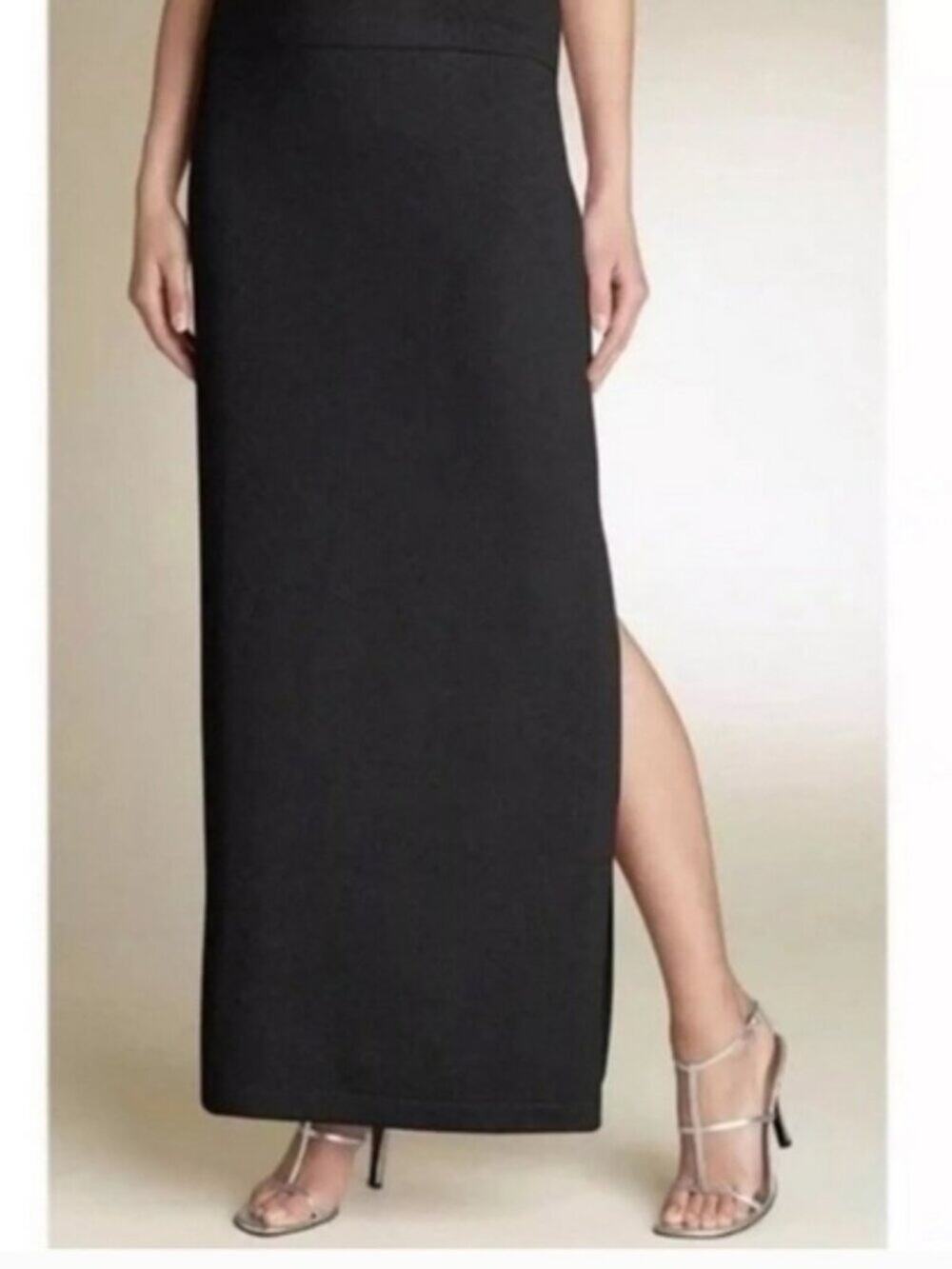 ST JOHN BASICS Classic knitted black maxi skirt - SIZE 10